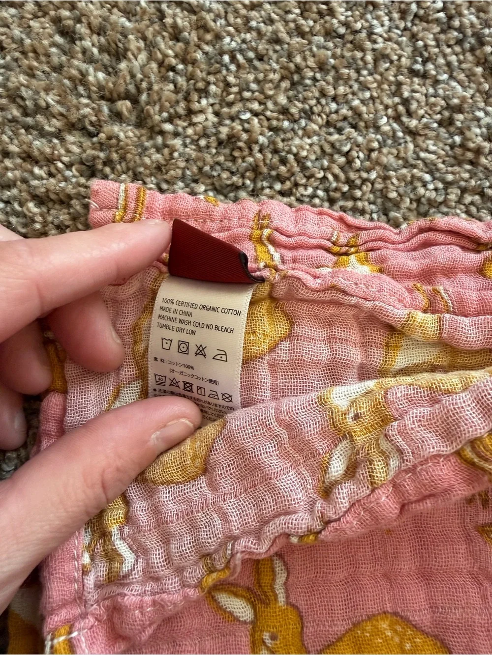 MILKBARN Mauve & Mustard Deer Print Gauze Blanket